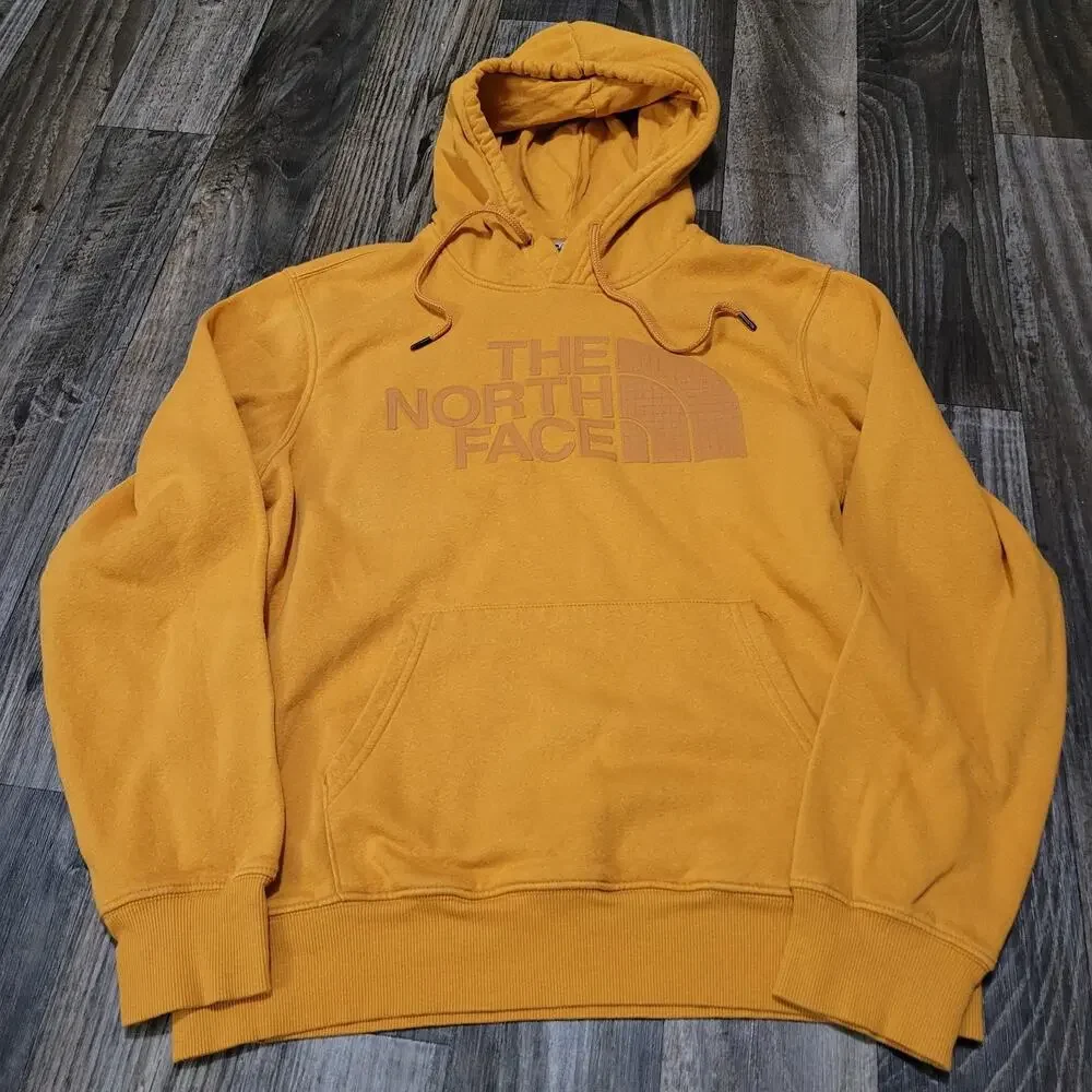 The North Face Yellow Logo Half Dome Pullover Hoodie Men's Medium